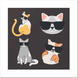 Cat wearing sunglasses Posters and Art